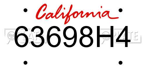 63698H4 California License Plate