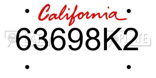 63698K2 California License Plate