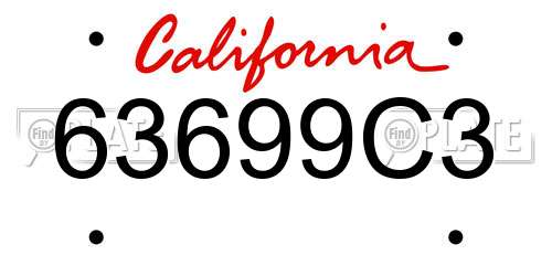 63699C3 California License Plate