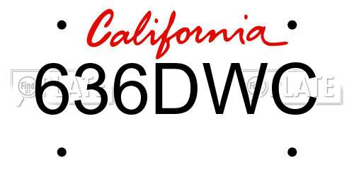 636DWC California License Plate