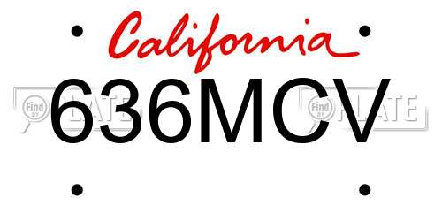 636MCV California License Plate