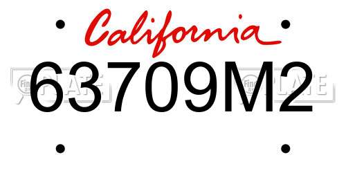 63709M2 California License Plate