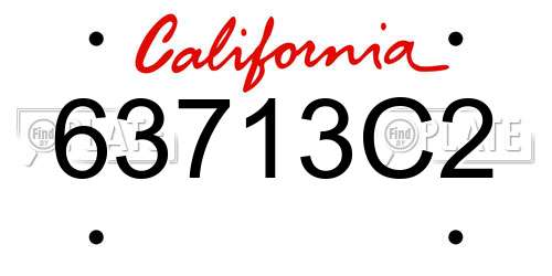 63713C2 California License Plate