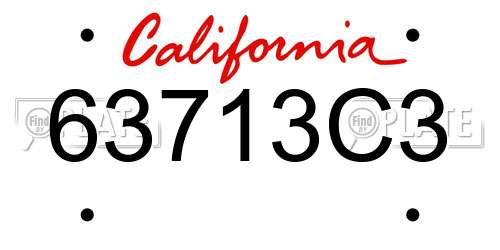 63713C3 California License Plate