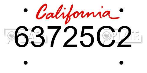 63725C2 California License Plate