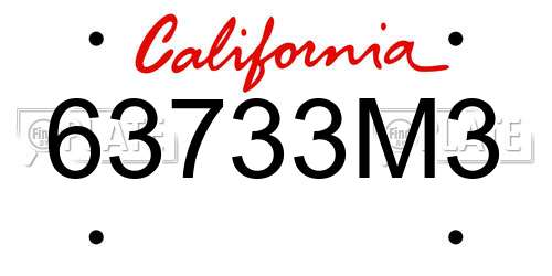 63733M3 California License Plate