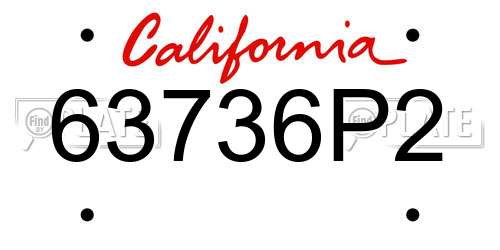 63736P2 California License Plate