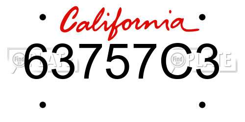 63757C3 California License Plate