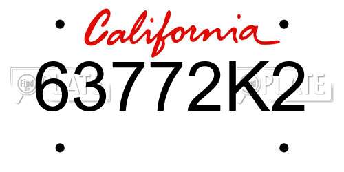 63772K2 California License Plate