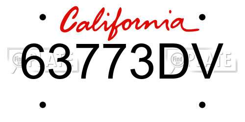 63773DV California License Plate