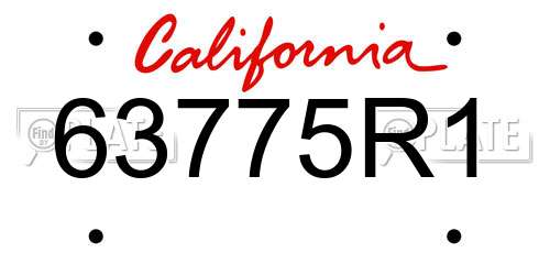 63775R1 California License Plate