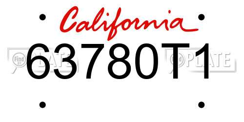 63780T1 California License Plate