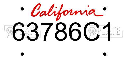 63786C1 California License Plate