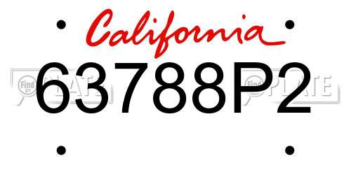 63788P2 California License Plate