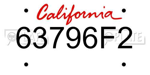 63796F2 California License Plate