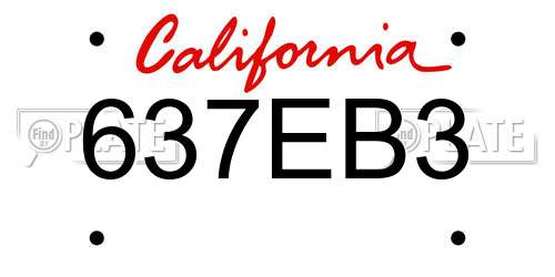 637EB3 California License Plate