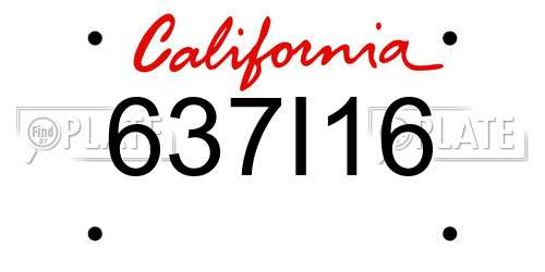 637I16 California License Plate