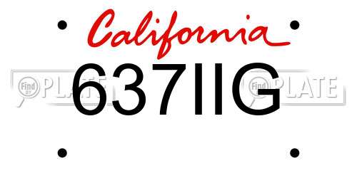 637IIG California License Plate