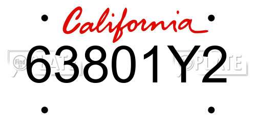 63801Y2 California License Plate
