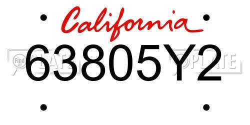 63805Y2 California License Plate