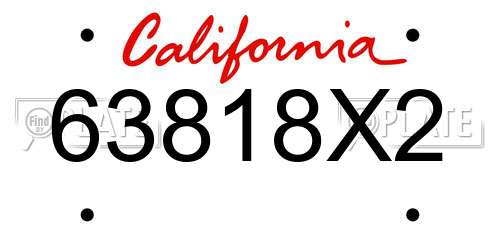 63818X2 California License Plate