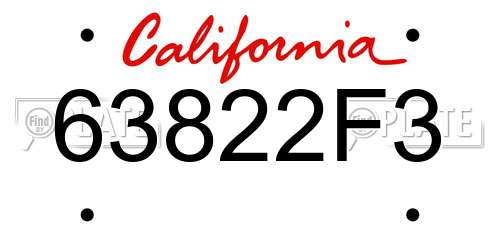 63822F3 California License Plate
