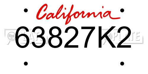 63827K2 California License Plate