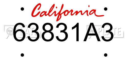 63831A3 California License Plate