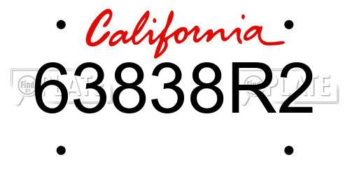 63838R2 California License Plate