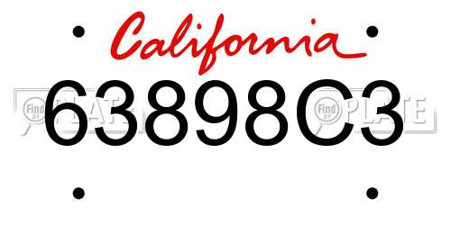 63898C3 California License Plate