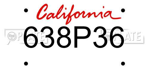 638P36 California License Plate
