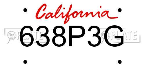 638P3G California License Plate
