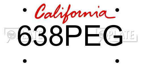638PEG California License Plate