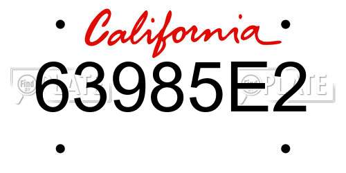 63985E2 California License Plate