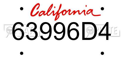 63996D4 California License Plate
