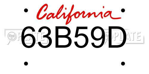 63B59D California License Plate
