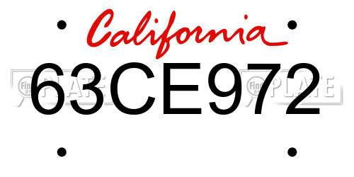 63CE972 California License Plate