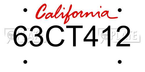 63CT412 California License Plate