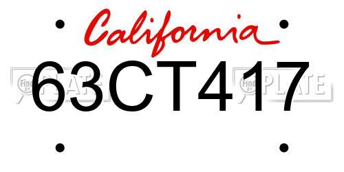 63CT417 California License Plate