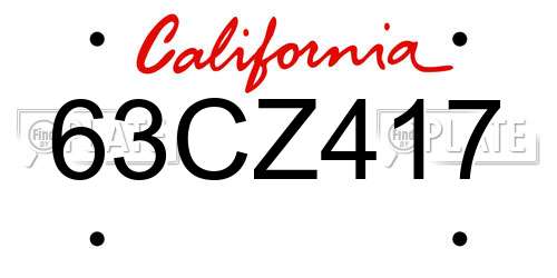 63CZ417 California License Plate