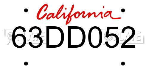 63DD052 California License Plate