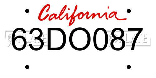 63DO087 California License Plate
