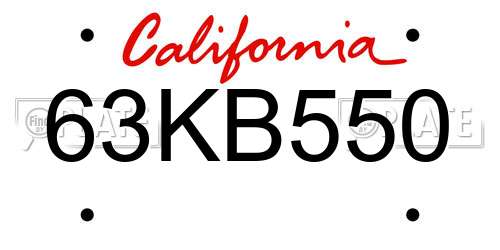 63KB550 California License Plate