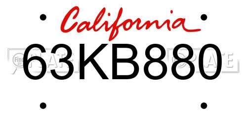 63KB880 California License Plate
