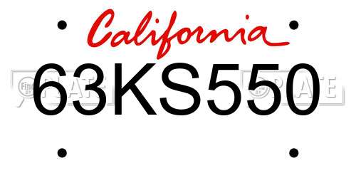 63KS550 California License Plate