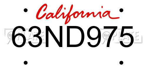 63ND975 California License Plate