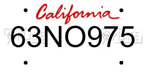63NO975 California License Plate