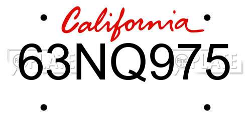 63NQ975 California License Plate