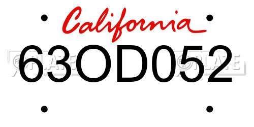 63OD052 California License Plate