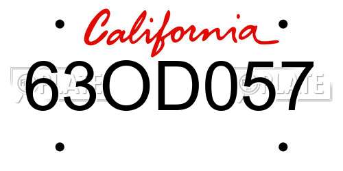 63OD057 California License Plate